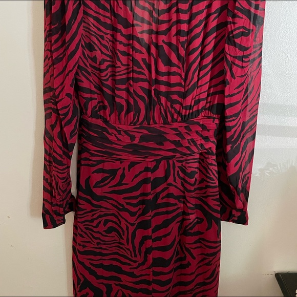New Ba&sh Women's Red Saphir Wrap-effect Tiger-print Georgette Dress Small - Picture 10 of 13